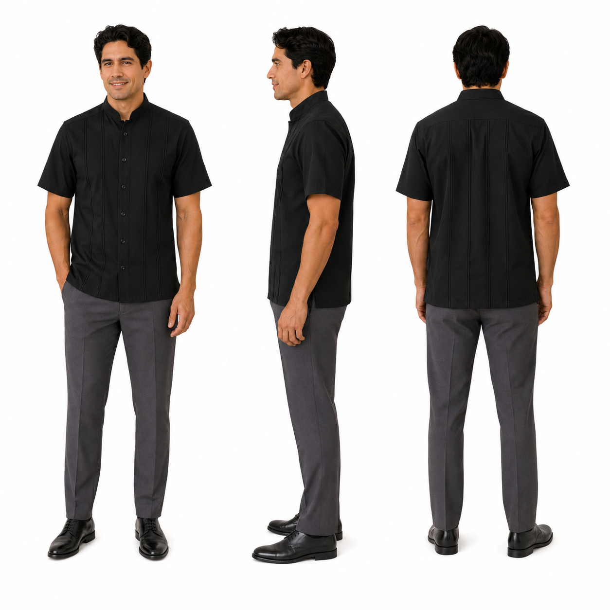 Guayabera Negra Cuello Mao en color Negro