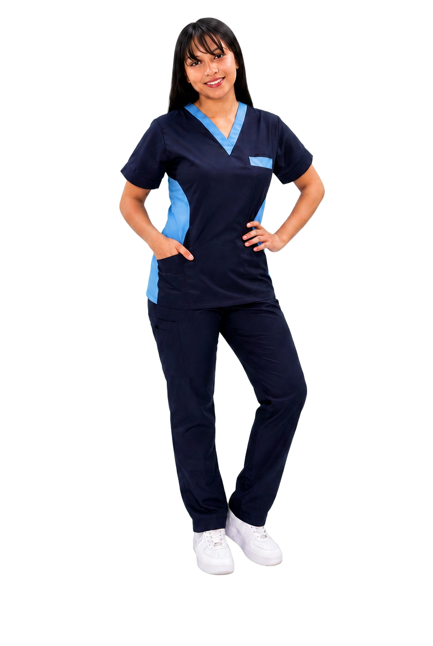 Uniforme Quirúrgico Anti-Fluido Mod. CV-3640 en color Marino con Celeste