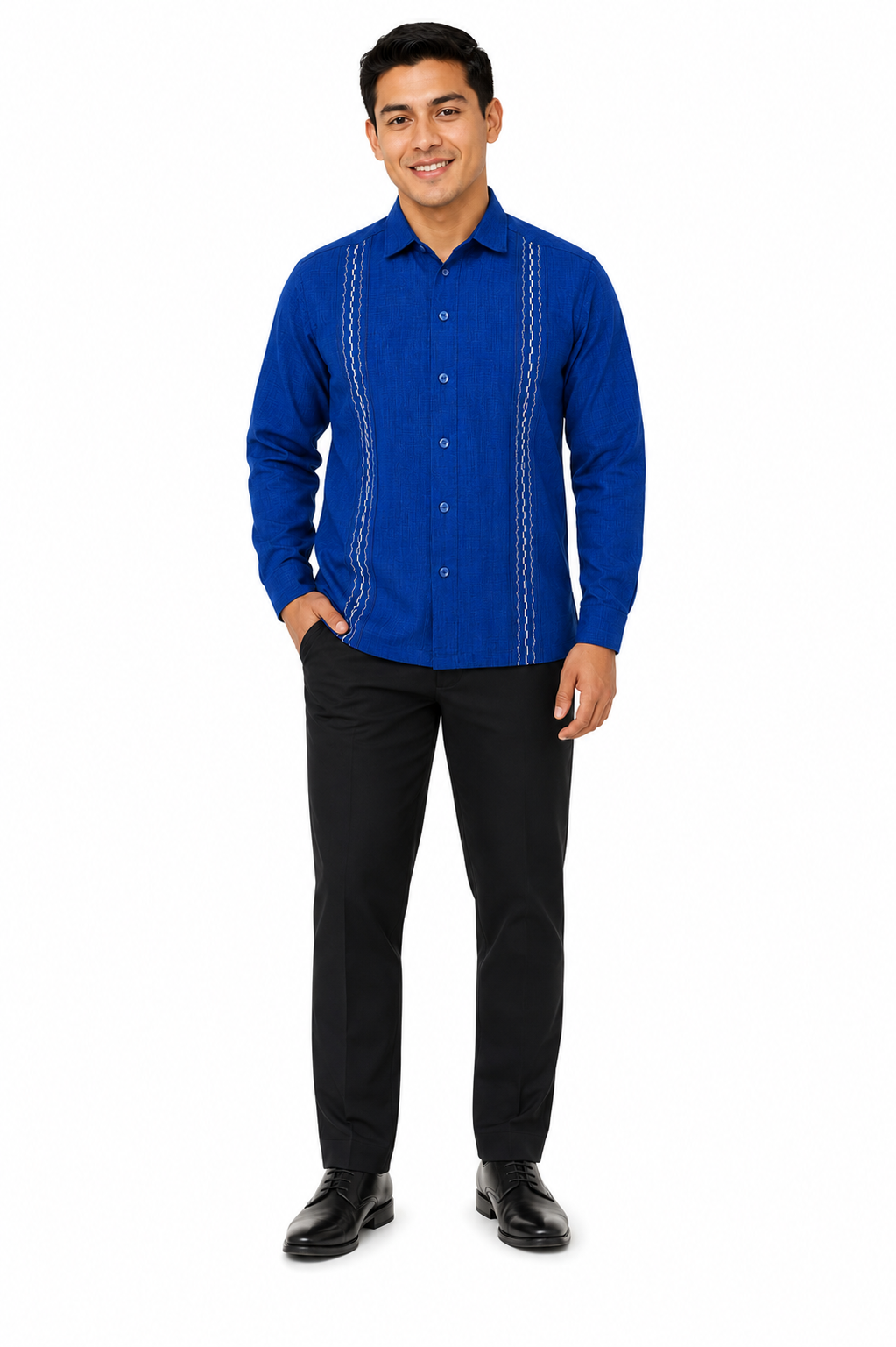 Guayabera Azul en color Azul Rey